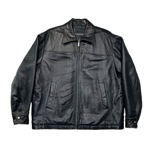 Excelled Men's Black Leather Motorcycle Jacket‎